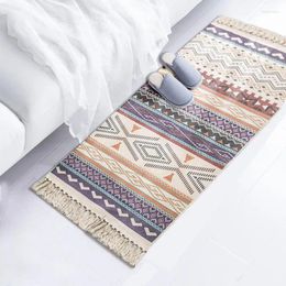 Carpets Bohemian Rug Tassel Carpet Cotton Linen Small Fresh Floor Mat Living Room Bedroom Bedside Foot Home Decor Rugs For