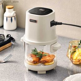 Air Fryers Kitchen 1.8L portable intelligent air fryer oil-free visual mini transparent 550W electric fryer oven integrated household application Y240402