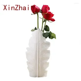 Vases Vilead Nordic Ceramic Vase Leaf Shape Flower Pot Balcony Office Ornaments Bedroom Living Room Desktop Decoration Home Decor