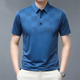 High Quality Mens Polo Shirts 3D Plaid Print Clothing Business Casual Short Sleeve Shirt Fashion Design Style Males Polo Shirts 240315