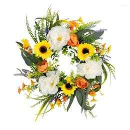 Decorative Flowers Green Flower Wreath Festival Spring Summers Garlands Window Door Hangings Ornament For Celebration And Gatherings