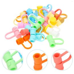 Disposable Cups Straws 24 Pcs Straw Stopper Silicone Caps Tip Protective Covers Glass Drinking Silica Gel