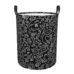 Laundry Bags Black Keith Art Hamper Large Storage Basket Graffiti Colorful Kids Nursery Toy Organizer