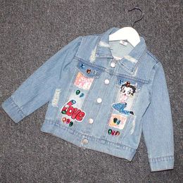 Jackets Girls And Coats Blue Denim Cartoon Spring Autumn Children Outwear School Kids Boutique Clothes