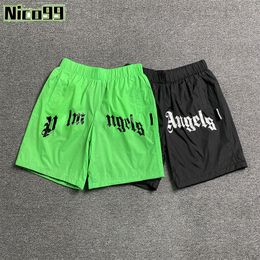 Angels waterproof chemical material mesh pockets breathable PA letters versatile summer beach men women casual fashion five minute shorts