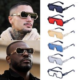 Sunglasses Metal Steampunk Retro Big Frame Punk Irregular Square Sun Glasses UV400 Protection One-Piece For Men