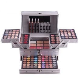 Gloss Miss Rose 190 Colours Professional Makeup Set Piano Aluminium Box Eyeshadow Powder Lip Gloss Blush Multifunctional Cosmetic Tool