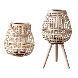 Candle Holders Bamboo Holder Lantern Hand Woven Hanging For Centerpieces Wedding