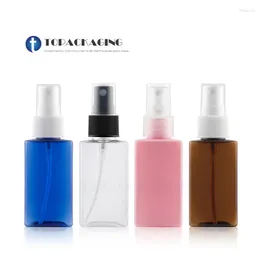 Storage Bottles 100pcs 50ML Spray Pump Square Bottle Empty Cosmetic Container Plastic Perfume Refillable Packing Fine Mist Atomizer PET