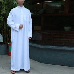 Saudi Arab Full Sleeve Abaya Islamic Clothing Men Long Robe Kaftan Muslim Clothing for Men Pakistan Pray Plus Size Jubba Thobe 240328