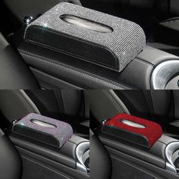 Upgrade 2022 Creative Crystal Car Tissue Boxes Diamond Leather Auto Tissue Paper Box Car Stuff Car Diamond Accessories For Woman