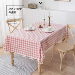 Table Cloth PVC Powder Chequered Tablecloth Wash Free Oil Resistant Waterproof Rectangular Shape