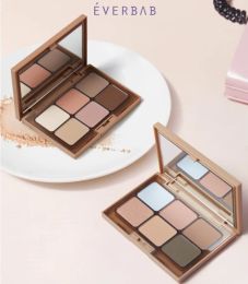 Creams Everbab Plain Matte 6 Colours Eyeshadow Palette Matte Earth Colour Portable Makeup Blush Highlighter Trimming Allinone Palette