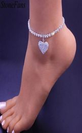 Anklets Stonefans 2022 Pendant Heart Rhinestone Anklet Bracelet Charms Bulk For Women Crystal Sandal Barefoot Foot Jewelry2080134