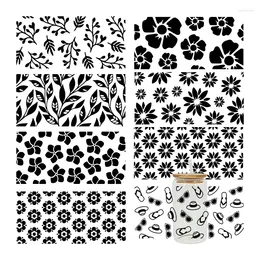 Window Stickers Beautiful Flower 3D UV DTF Cup Wrap Transfers Waterproof 16oz Glass D5437