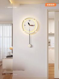 Wall Clocks Creamy Style Clock For Living Room And Dining Simple Decorative Hangings With Personality Silent Non-Drilling