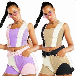 Women's Jeans 2024 Summer Sexy Women Mixed Colours Ripped Skinny Denim Shorts Spicy Girl Style Stretch Tassel Short Pants Pink Blue