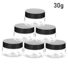 Bottles 30Pcs 30g Plastic Cosmetics Jar With Black Lid Transparent Sample Bottles Nail Art Bead Storage Container for Eyeshadow Lip Balm