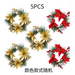 Candle Holders 5Pcs Rings Wreaths Halloween Simulation Flower Pine Needle Holder Drop