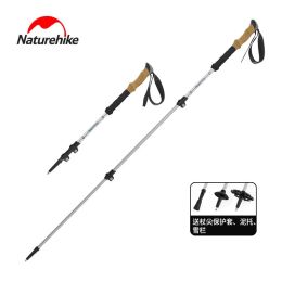 Sticks Naturehike 2PCS Aluminum Alloy Hiking Trekking Poles Three Section Climbing Trekking Stick Walking Poles Nordic Walking Sticks