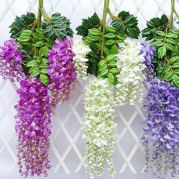 Wedding Decor Artificial Silk Wisteria Flower Vines hanging Rattan Bride flowers Garland For Home Garden Hotel ZZ