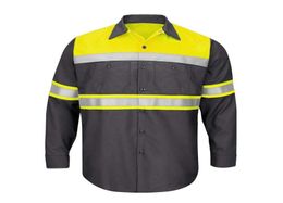 Men039s Casual Shirts Cotton Reflective Shirt For Men Workwear Hi Vis Safety Clothing Working ClothesTwo Tone7705574