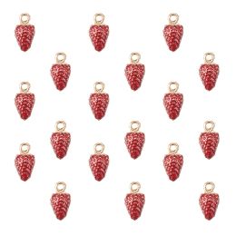 Necklaces 100pcs Enamel Fruit Strawberry Charms Beads Light Gold Plated Pendants for Jewellery Making Earring Necklace Bracelet Accessories