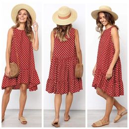 Women Summer Dress Pregnant Woman Polka Dot Chiffon Sleeveless Beach Mini Casual Loose Sundress Vest Vestidos Maternity Dress 240321