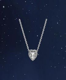 Fashion 925 Sterling Silver Heart Pendant Necklace CZ Diamond Bright Star Chain Item Original Boxed P Men's and Women's Set Gift2795329