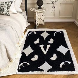 Designer Black White Carpet French Classic Rectangular Carpet Anti Fouling Home Decoration Carpet Imitation Cashmere Carpet Floor Mat