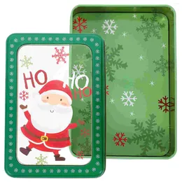 Storage Bottles Square Transparent Windowed Christmas Themed Tinplate Box Gift Baking Cookie Candy Packaging Boxes Tins