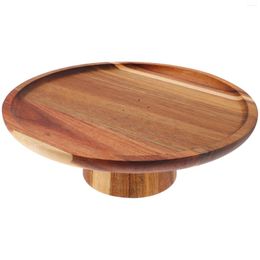 Mugs Fruit Plate Display Stand Wooden Round Tray Cake Footed Dish Tall Feet Dessert Storage