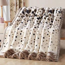 Blankets Genuine Goods Laschel Blanket Double Layer Thick Coral Fleece Autumn And Winter Student Dormitory Single Quilt