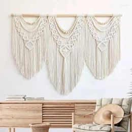 Tapestries Large Macrame Wall Hanging Boho Tapestry Decor Art Chic Cream Bohemian Handmade Woven For Room Aesthetic Decoration Home Party