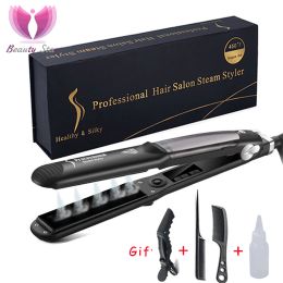 Irons Drop Shipping Professional Steam Hair Straightener Ceramic Vapour Hair Flat Iron Seam Hair Straightening Iron