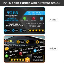 2pcs Uber Lyft Tips Rating Appreciated Rideshare Driver Signs Five Star Rating Display PVC Card for Mytaxi Cabify Grab Taxi Car