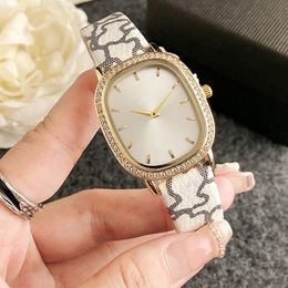 Fashion Brand wrist watch for women Square Luxury Lady Girl style Leather Strap band quartz Crystal watches Free shipping 2024