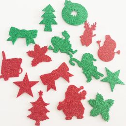32Pcs/Pack Christmas Decorative 3D Glitter Foam Stickers Snowman Bell Snowflake DIY Scrapbook Decor Toys For Children Xmas Gifts