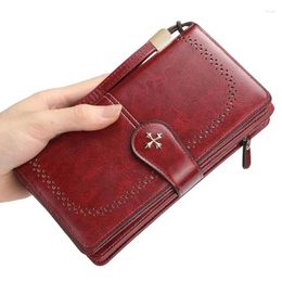 Wallets Large Capacity Women Drop Bank Cash Hollow Out Long Fashion Top Quality PU Leather Card Holder Wallet ID Woman