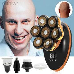 Electric Shavers New Shaver For Men 7D Independently 7 Cutter Floating Head Rechargeable Waterproof Razor Multifunction Trimmer 2442