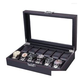 Watch Boxes & Cases 3/5/6/10/12 Slots Organiser Box Storage For Travel Watches Carbon Fibre Display Mti-Purpose Drop Delivery Accesso Dhqsm