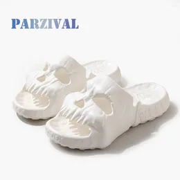 Slippers PARZIVAL Personalised Skull Design Men Summer Outdoor Slides Thick Bottom For Beach Non-slip Leisure Women Sandals