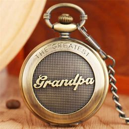 Ancient Antique Watches The Greatest Grandpa Design Mens Analogue Quartz Pocket Watch Grandfather Gift Pendant Chain Big Rome Number Dial Clock