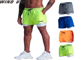 Running Shorts Men Sports Track And Field Quick Dry DoubleLayer Pants AntiExposure Cycling Fitness Training7242376