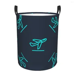 Laundry Bags Waterproof Storage Bag Plane Airplane Household Dirty Basket Folding Bucket Clothes Organizer