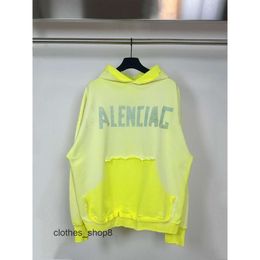 Loose Tape balencigsas Hooded Hoodies Hoody Mens Worn Sweaters Paris Fashion Out Designer Printed Fitting Washed Versatile Co B74I