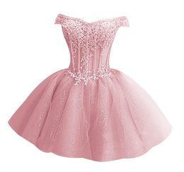 Short Homecoming Dresses Appliques Sequins Tulle Lace-up Ball Gown Sweetheart Cocktail Formal Occasion Cocktail Prom Party Graudation Gowns Hc14