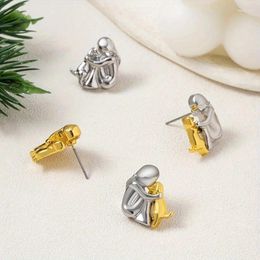 Stud Earrings 2Pairs/lot Selling Little Girls And Dogs Hug French Simple Everyday Dress Women Fashion