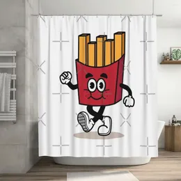 Shower Curtains Funny French Fries Cartoon Curtain 72x72in With Hooks Personalized Pattern Lover's Gift
