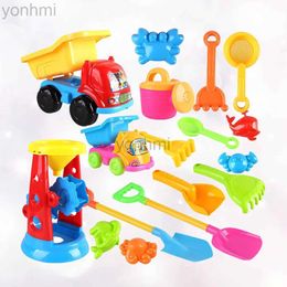 Sand Play Water Fun Beach Sand Toys Set- Water Wheel Dump Truck Shovels Rakes Watering Can Molds- 17pcs Sandbox Toys Summer Outdoor Beach Toys 240402